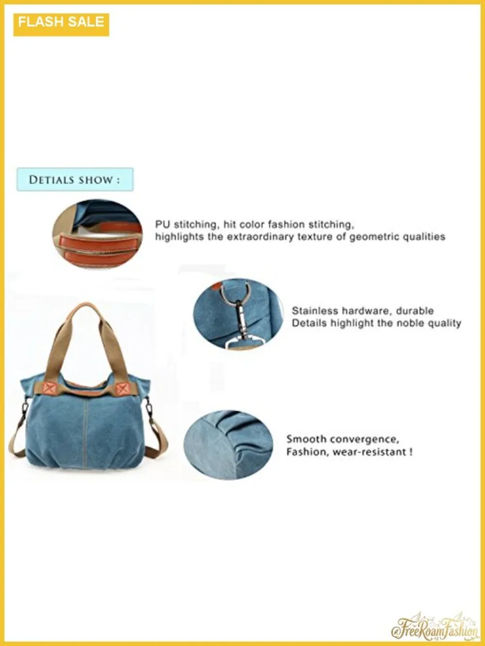 Vintage Hobo Canvas Tote Handbag Women's Shoulder Purse - Free Size